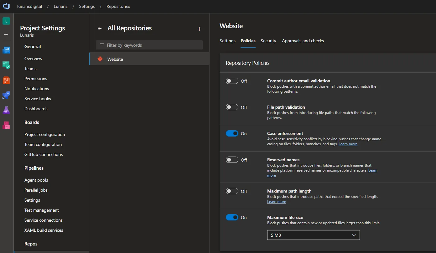 Azure DevOps: Repository Policies